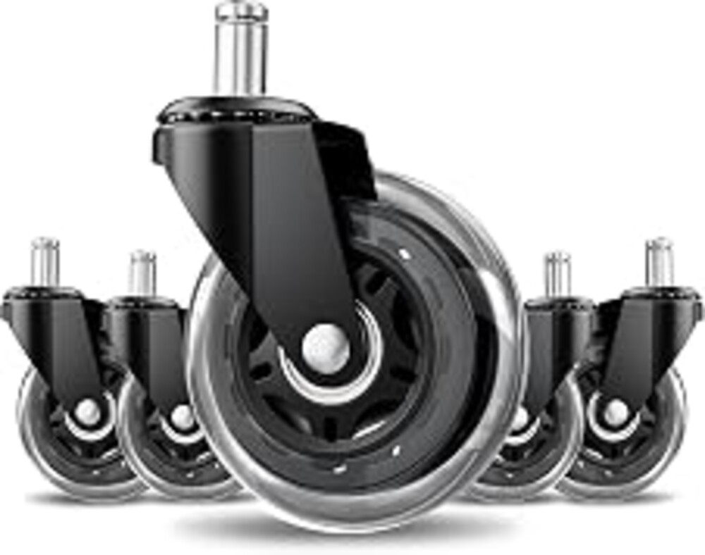 CLOATFET 3" Office Chair Wheels 5-Pack Heavy Duty | Smooth rolling polyurethane wheels protect floors. Universal fit for most chairs. Quiet design for home office.