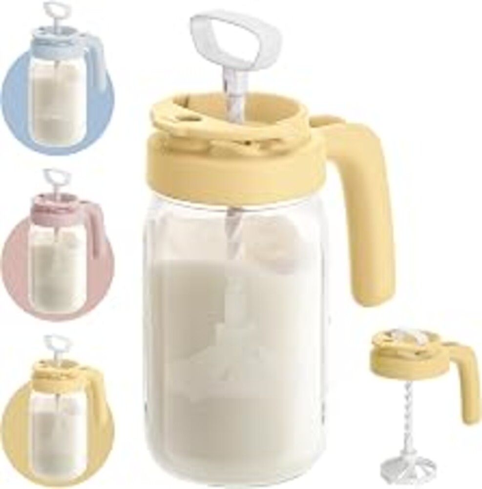 Papablic Breast Milk Pitcher, Formula & Baby Feeding Container, Yellow | Glass | BPA-Free | Leakproof | Safe & Durable | Wide Mouth | Easy to Clean & Dishwasher Safe | No Bubbles & No Clumps
