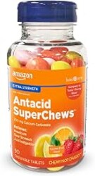 Amazon Basic Care Chewy Bites Chewable Antacid Tablets, Ultra Strength Heartburn Relief, Acid Indigestion, Upset & Sour Stomach, Fast-Acting, Assorted Fruit Flavors, 90 Count