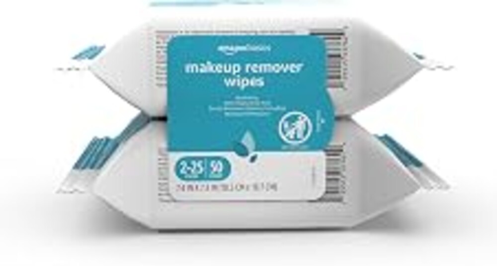 Amazon Basics Makeup Remover Wipes, Hydrating Facial Cleansing, Hyaluronic Acid, Dermatologist Tested, Alcohol-Free, Removes Waterproof Mascara, 25 Count, 2-Pack