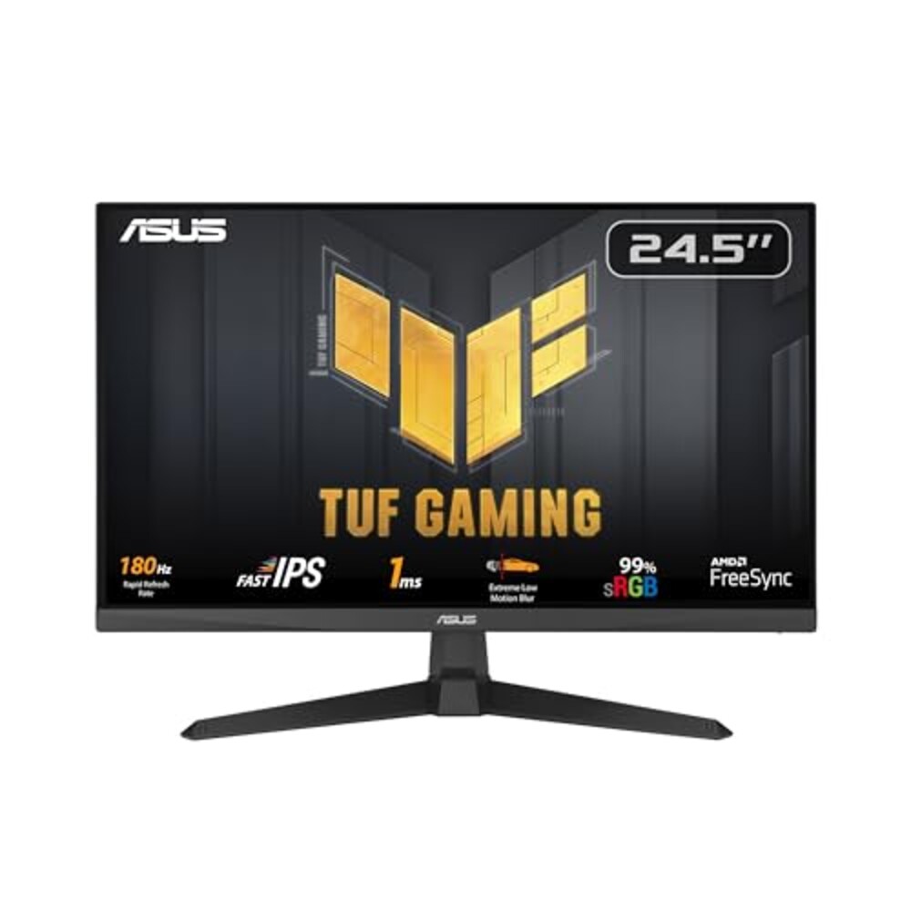 ASUS TUF Gaming 25” (24.5 viewable) 1080P Gaming Monitor (VG259Q3A) – FHD, 180Hz, 1ms, Fast IPS, Extreme Low Motion Blur, FreeSync, Variable Overdrive, Speakers, 99% sRGB, Shadow Boost 3yr Warranty