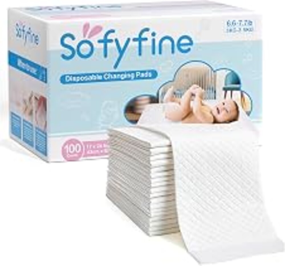SOFYFINE 100 Count Disposable Changing Pads for Baby 17" x 24"Portable Changing Diaper Liners for Mess Free Travel, Leakproof Incontinence Bed Pads,Waterproof Table Protector Mat, Toddler Pee Pads
