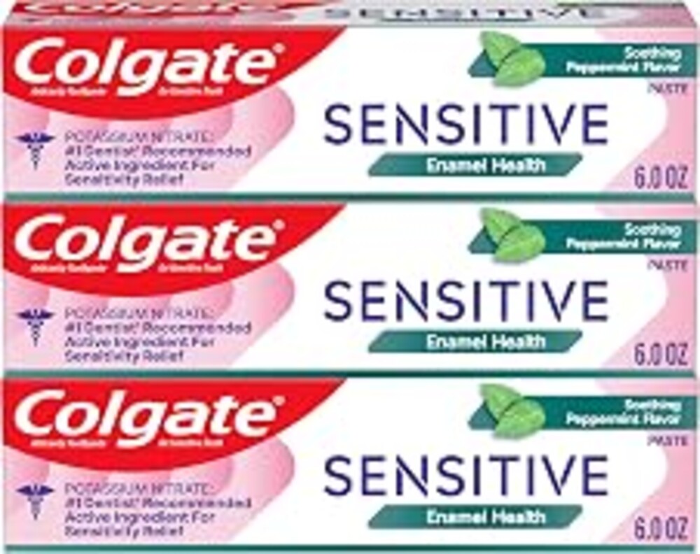 Colgate Sensitive Enamel Health Toothpaste for Sensitive Teeth, 3 Pack, 6oz | Repairs Weakened Enamel, Shields Against Erosion, Contains Potassium Nitrate for Sensitivity Relief, Soothing Peppermint