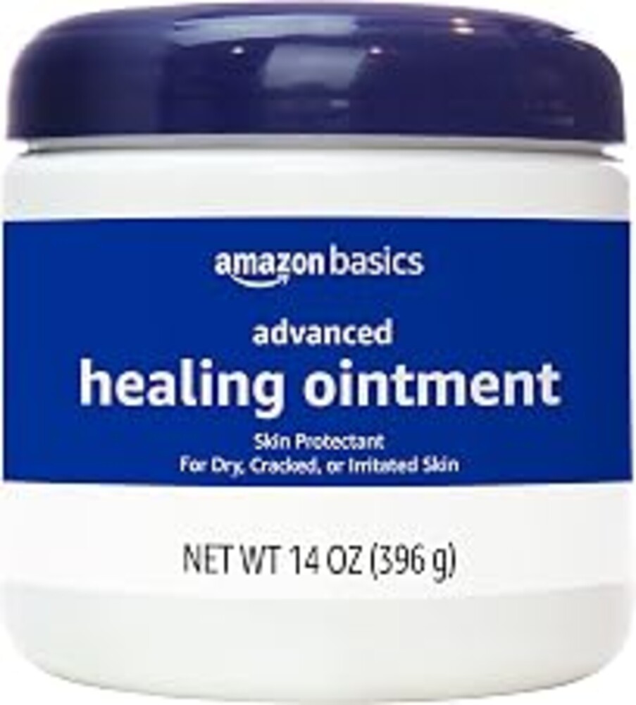 Amazon Basics Healing Ointment & Skin Protectant for Dry & Cracked Skin, Chapped Lips, Minor Cuts and Scrapes, Moisturizing Barrier Cream, Fragrance Free, 14 oz, 1-Pack