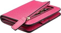Toughergun Women’s Small Slim Vegan Leather Wallet with RFID Protection, Compact Bifold Mini Purse with Clear ID Window