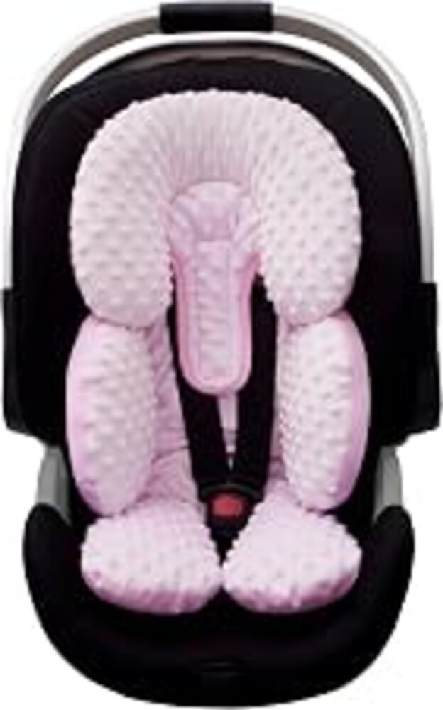 Pro Goleem Infant Car Seat Head Neck Body Support, Ultra-Soft Minky and Microfiber Newborn Car Seat Insert, Perfect for Car Seat, Stroller, 2-in-1 Reversible, Girls, Pink