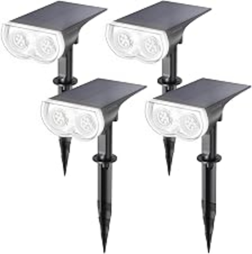 Linkind Solar Lights Outdoor Waterproof Landscape Spotlight Daylight 4 Pack | Starray, 3 Lighting Modes, 6500K, Dusk to Dawn, Auto On Off for Landscape Garden Yard Tree Flag Pathway Patio House Sign