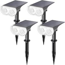 Linkind Solar Lights Outdoor Waterproof Landscape Spotlight Daylight 4 Pack | Starray, 3 Lighting Modes, 6500K, Dusk to Dawn, Auto On Off for Landscape Garden Yard Tree Flag Pathway Patio House Sign