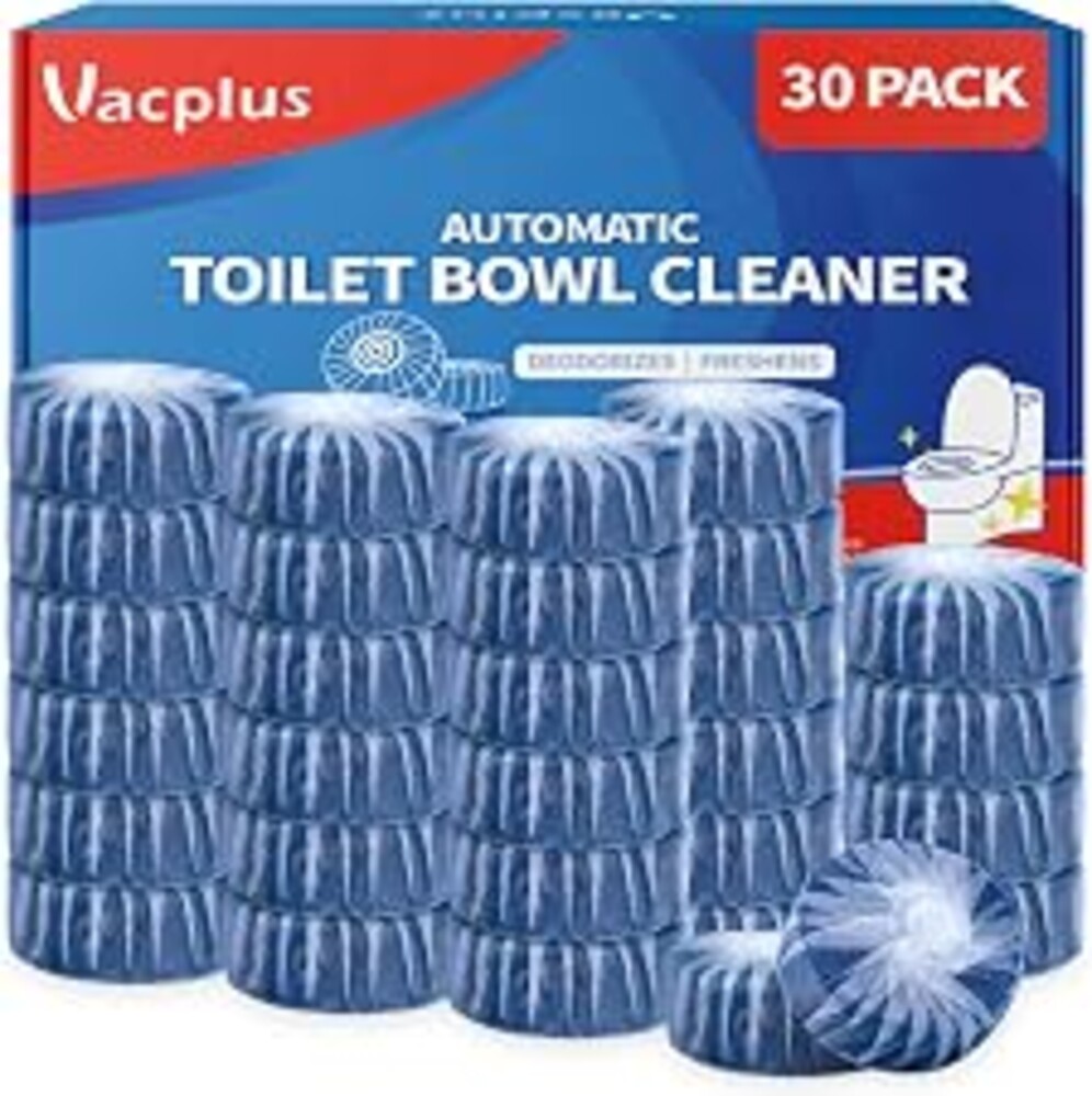 Vacplus Toilet Bowl Cleaner Tablets, 30 Pack, Auto Cleaning, Long-Lasting | Bathroom Tank, Prevent Stains, Deodorizing, Easy Use, Septic Safe