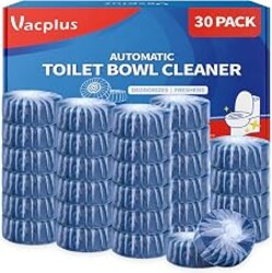 Vacplus Toilet Bowl Cleaner Tablets, 30 Pack, Auto Cleaning, Long-Lasting | Bathroom Tank, Prevent Stains, Deodorizing, Easy Use, Septic Safe