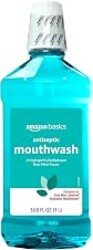 Amazon Basics Antiseptic Mouthwash, Blue Mint, Fights Bad Breath, Plaque and Gingivitis, 1 Liter, 33.8 Fl Oz, 1-Pack (Previously Solimo)