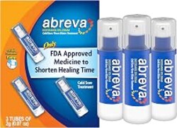 Abreva Docosanol 10% Cold Sore Treatment, 0.07 oz Pump Bottle x 3 | Only FDA Approved Medicine to Shorten Healing Time, Lip Cream for Cold Sores and Fever Blisters