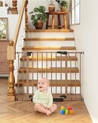 Cideny Baby Gate Auto Close, 29"-40" Dog Gate Indoor for Stairs & Doorways | Pressure Mounted Adjustable Pet Gate Indoor, Easy Walk Through No Drilling Child Gate for Baby & Pet Stroller Friendly, Brown
