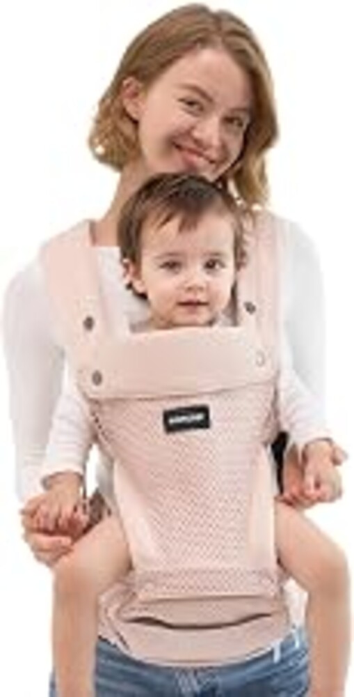 Momcozy Baby Carrier with Hip Seat, 2-in-1 Detachable Hands-Free Carrier for Long Walks, Forward-Facing Carry 7-44lbs, Breathable Infant Carrier, Fits Waists up to 45 Inches, AirMesh Pink