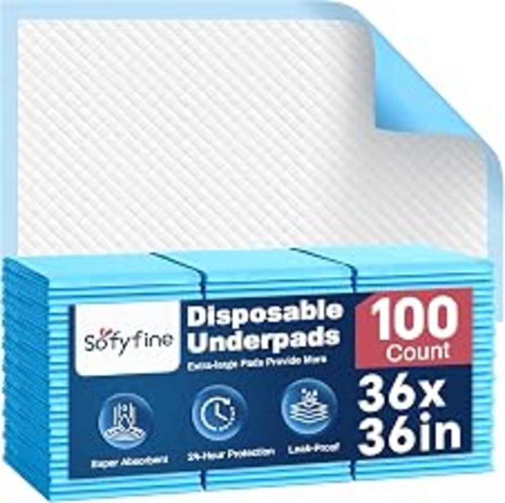 SOFYFINE Extra Large Chucks Pads 36"x36" 100 Count | Disposable Bed Pads Absorbent Elderly Adults Incontinence Bed Pads,Waterproof Thicken Puppy Pee Pad,Changing Underpads