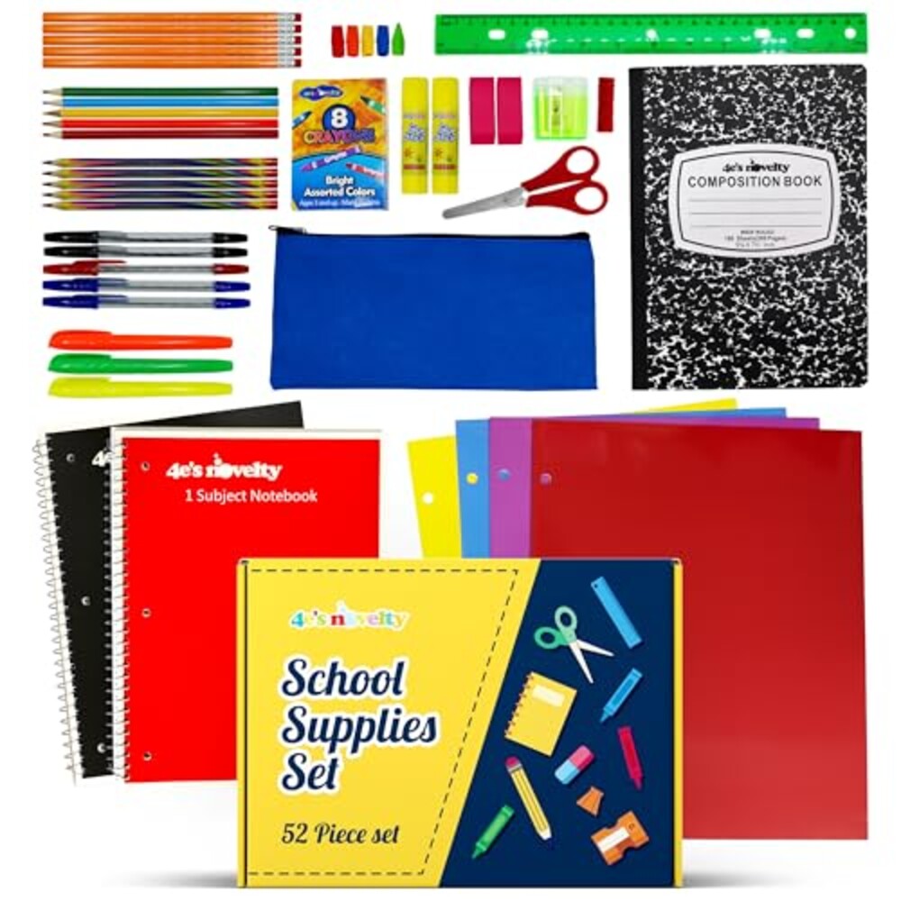 4E's Novelty 52 Pieces Schools Supplies