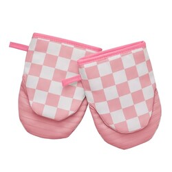 Ohocut Pink Checkered Mini Oven Mitts He