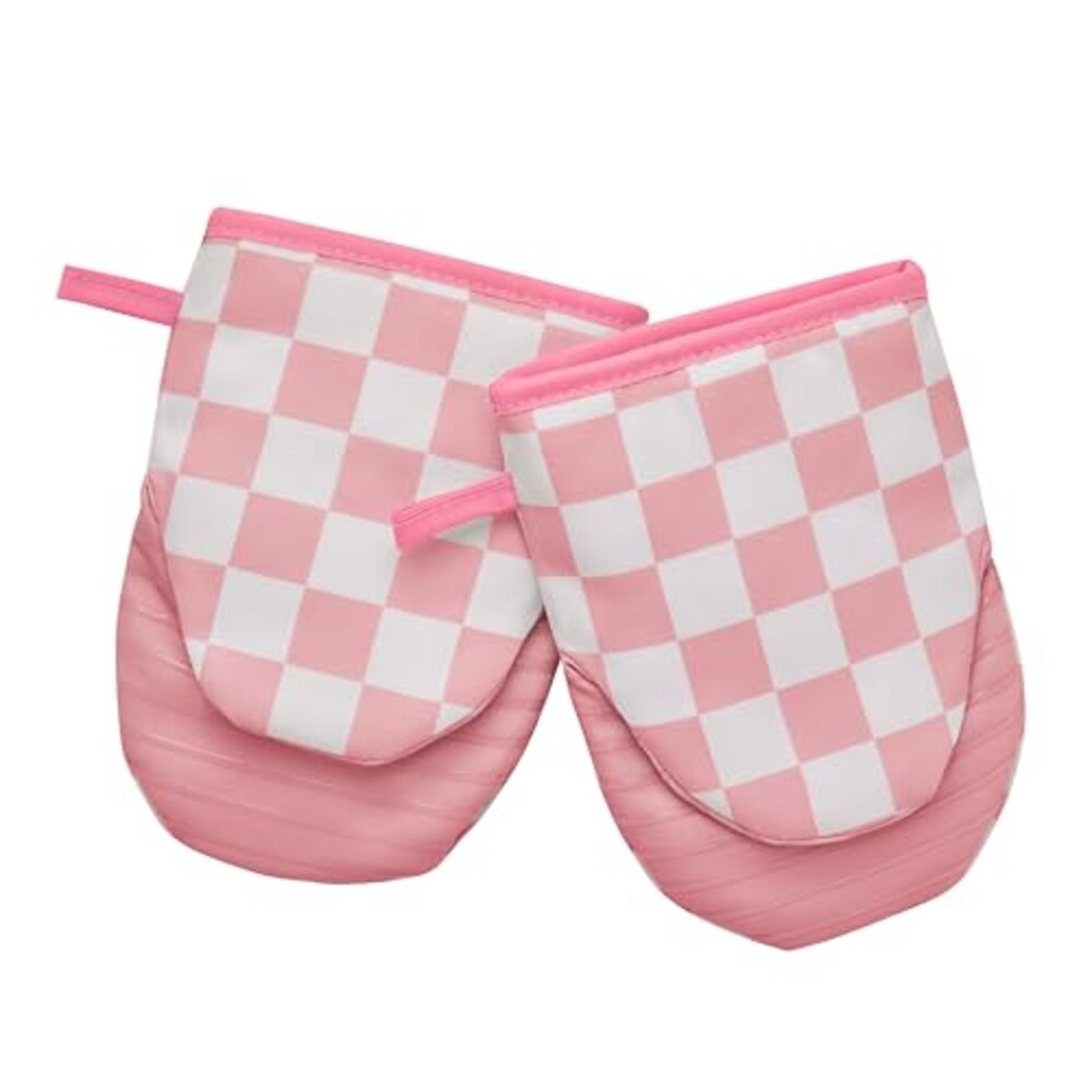 Ohocut Pink Checkered Mini Oven Mitts He