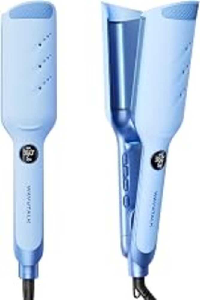 Wavytalk Power Wave Hair Crimper, Ionic Hair Waver for Less Heat Damage | Beach Waves Curling Wand, Ventilation Design for Less Damage, Ionic Reduces Frizz, Dual Voltage Hair Waver (BLUE)