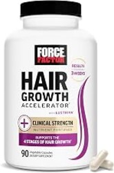 Force Factor Hair Growth Accelerator with Clinically Studied Lustriva | Hair Multivitamin for Women with Biotin, Horsetail & Vitamins for Thicker Hair, Healthier Skin & Nails, 90 Capsules