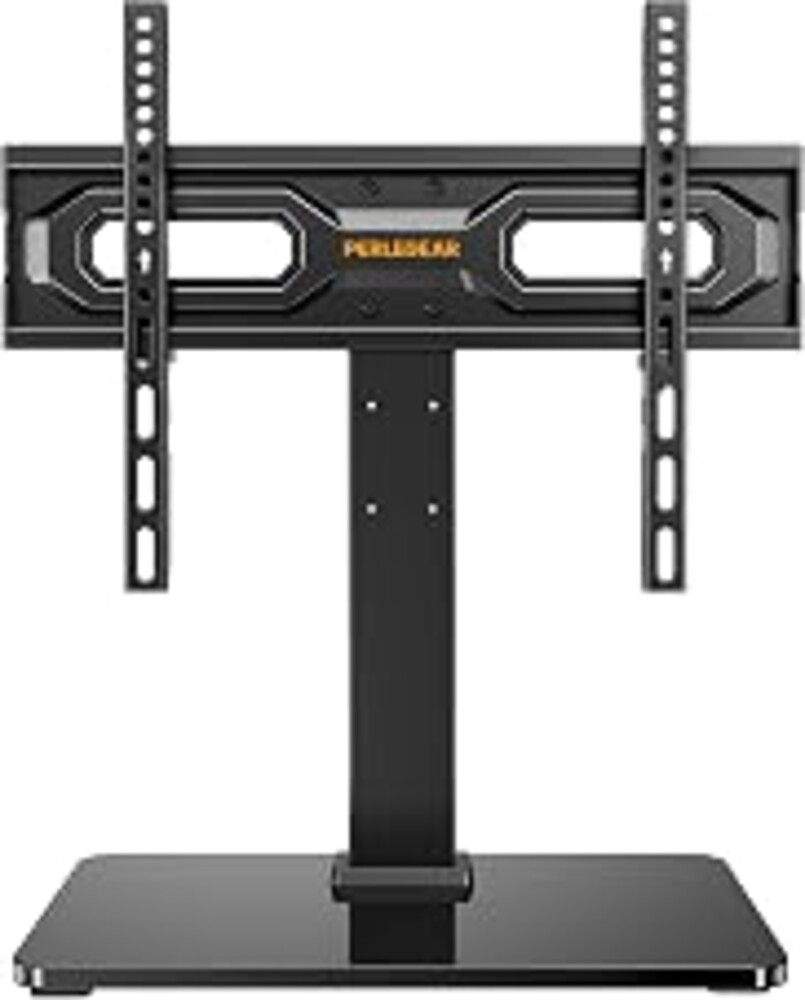 Perlegear Tabletop TV Stand, Universal TV Stand for 23–60 Inch LCD/LED/OLED TVs, Height-Adjustable TV Mount Stand with Tempered Glass Base & Cable Management, VESA 400x400mm, PGTVS02 ﻿