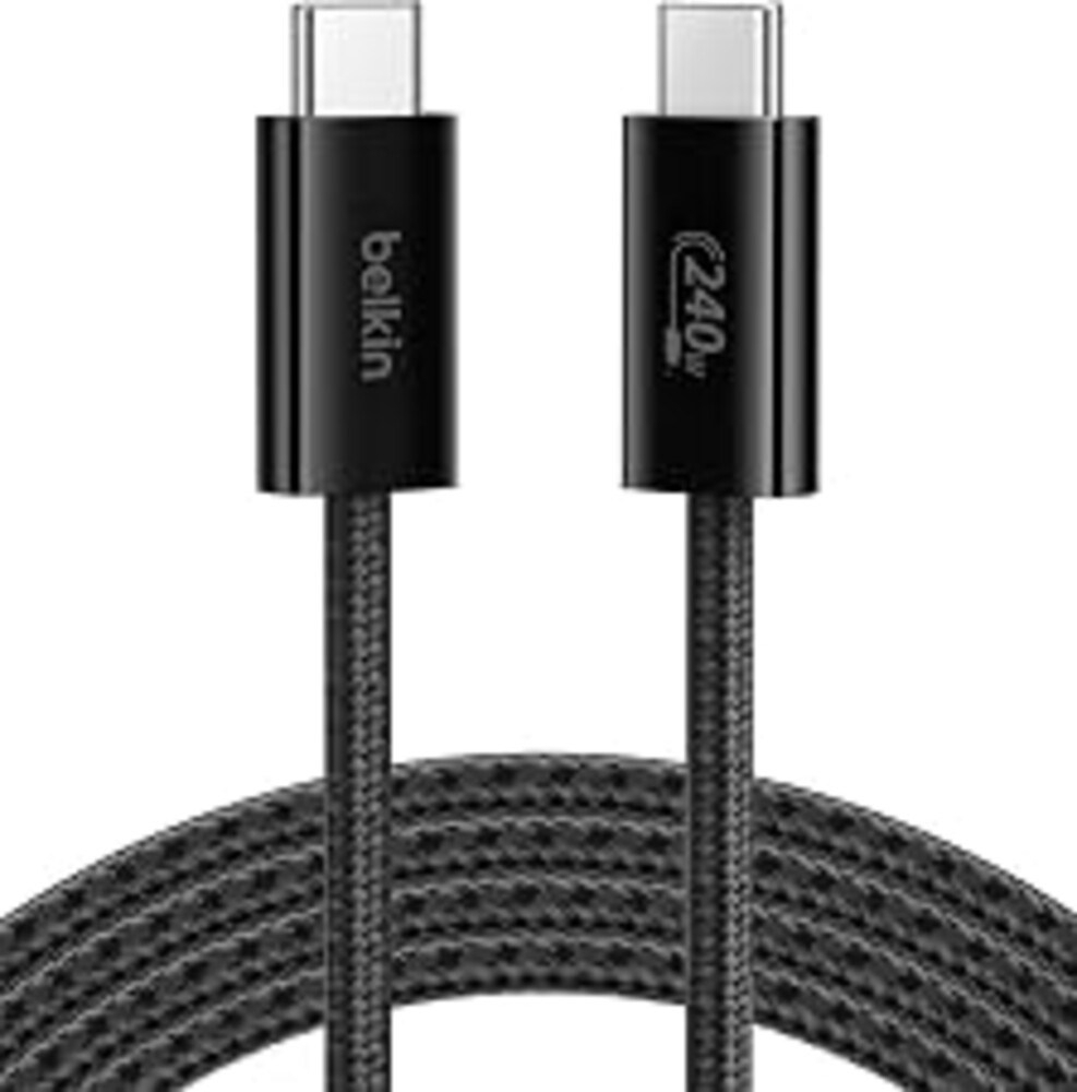Belkin USB C to USB C 240W Braided Cable 6.6ft Fast iPhone Charger Cord | iPhone 17, Samsung Galaxy S26, Pixel 10, Airpods, iPad, Nintendo Switch 2, MacBook, Steam Deck, Travel, Chromebook, Braided