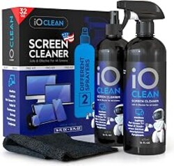 Screen Cleaner Spray (16oz+16oz) – Cleaning Kit for LCD LED OLED TV | Smartphone, iPad, Laptop, Touchscreen, Computer Monitor, Other Electronic Devices – 2 Microfiber Cloths and 4 Nozzles