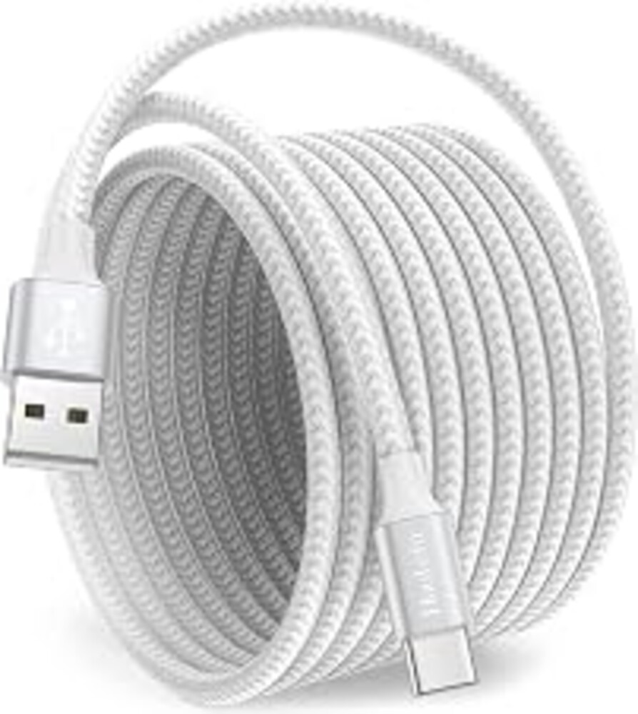 USB C Cable 10 ft, Long USB A to USB C Fast Charging, USBC Charger Cord | White, Nylon Braided for iPhone 17 Air 16 15 Pro Max Plus, for Samsung Galaxy S21 Note 10
