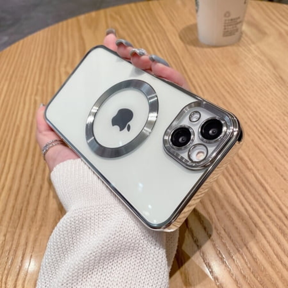 TECH CIRCLE Clear Case for iPhone 12 Pro Max Plating Edge Electroplated Frame Transparent Back Compatible with Magsafe Magnetic Shockproof Case For iPhone 12 Pro Max,Silver