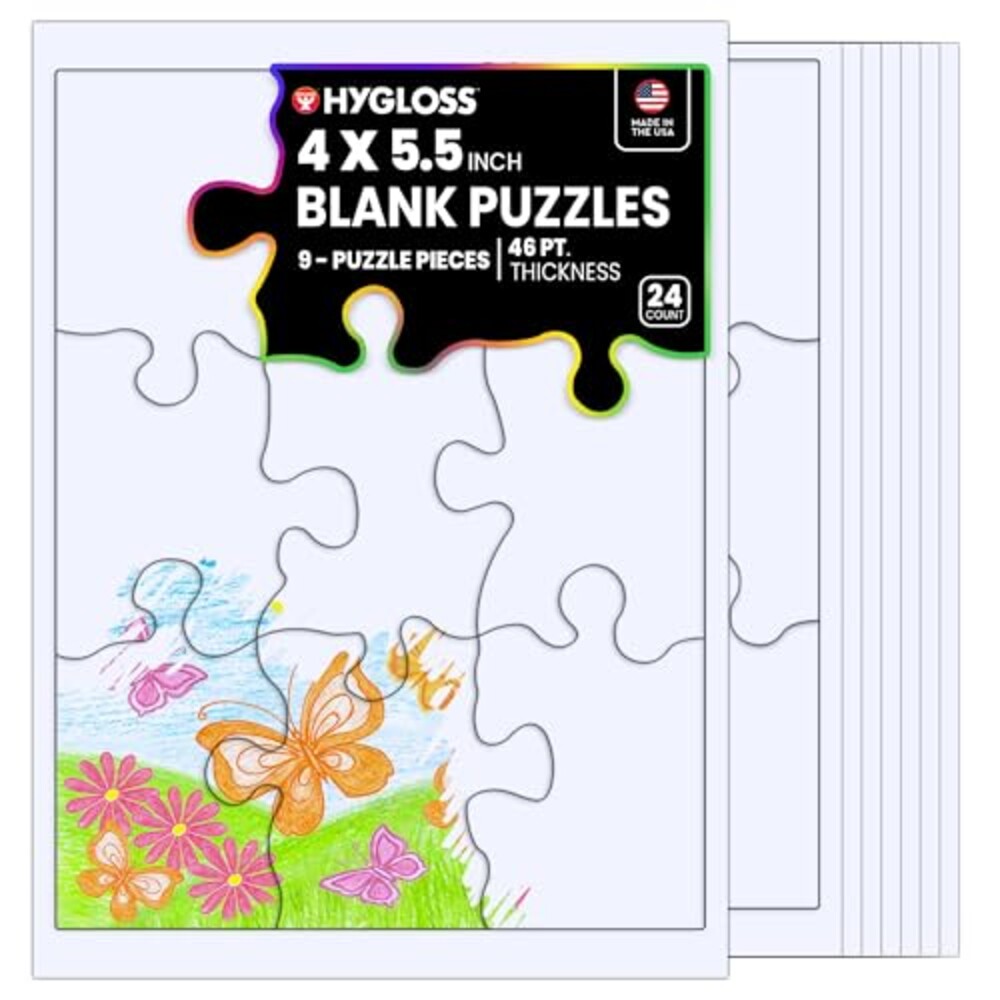 Hygloss 24 Blank Jigsaw Puzzles – 4 x 5.