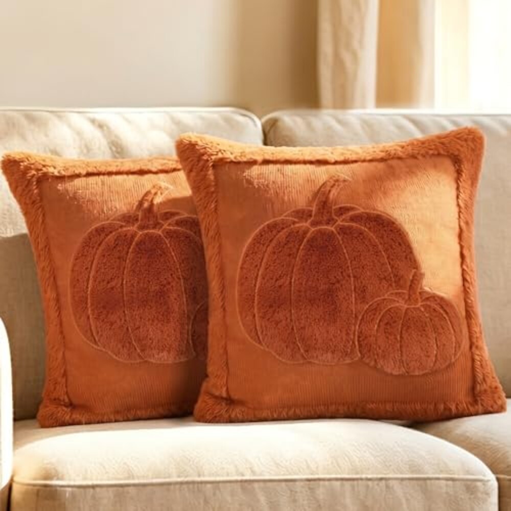Brylla 18x18in Embossed Pumpkin Fall Pil