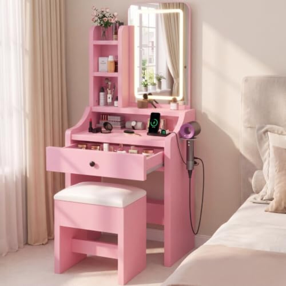 DUMOS Small Makeup Vanity Desk, Mirror a