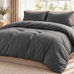 SheRest Prewashed Dark Grey Duvet Cover