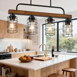 Tytphots 4-Light Farmhouse Walnut Chande