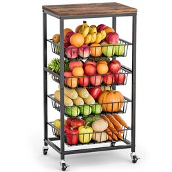 Venkuber Fruit Vegetable Cart, 4-Tier Sn