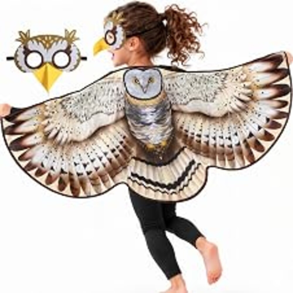 iROLEWIN Double-Sided Owl-Bird-Wings-Costume for Kids 3D Bird Mask | Toddler Halloween Animal Dress-Up Costumes for Boys Girls 3+ Birthday Gifts Toys, Sibling Role Play, School Spirit Week