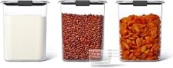 Rubbermaid Brilliance BPA-Free Food Storage Containers with Lids Airtight Kitchen and Pantry Organization Set Includes 3 Containers and Scoops Clear 16 cups