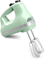 KitchenAid 5-Speed Ultra Power Hand Mixer, Stainless Steel/Plastic, White | 5 Speeds, Lockable swivel cord, Turbo Beaters, Easy release button, Dishwasher-safe beaters