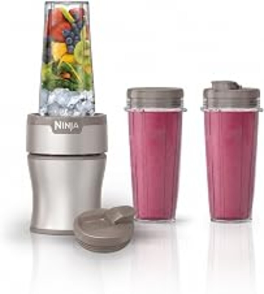Ninja Nutri-Plus Personal Blender, 900PW, (3) 20oz Cups, Taupe, BN301BRBRN | 900-peak-watt push-to-blend motor for smoothies & sauces. (3) 20-oz cups, 2 spout lids & storage lid. Dishwasher safe.