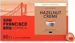 San Francisco Bay Hazelnut Crème K-Cup Compatible Coffee Pods, 80 ct | Commercially compostable single-serve pods, medium-dark roast delivers a flavorful, smooth cup in any K-Cup brewer, Flavored