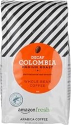 Amazon Fresh Decaf Colombia Whole Bean Coffee, Medium Roast, 12 Ounce