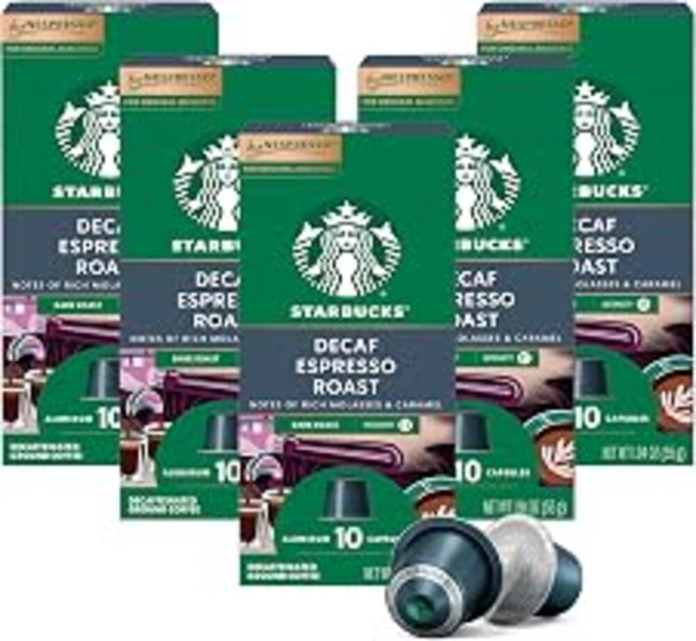 Starbucks by Nespresso Original, Decaf Espresso, Dark Roast, 50-count | Dark Roast Coffee Espresso Pods