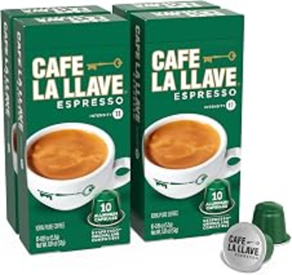 Café La Llave Espresso Aluminum Capsules, Dark Roast, 40ct | Compatible with Nespresso Original Machines, Aluminum Capsules, Simple Convenient Mess-Free Espresso, Bold Latin Flavor