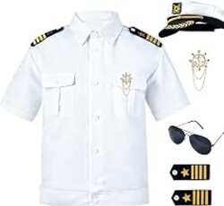 Spooktacular Creations 5 PCs Halloween Captain Costume Men, Sailor Costume Men, Sailor Uniform for Halloween Party Cosplay