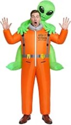 COOLWUFAN Inflatable Alien Costume with 2 Fans, Blow Up Costumes for Adults | Alien Abduction Blow Up Halloween Costume for Men and Women, Alien Suit for Fancy Dress Cosplay Party