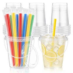30 Pack 34 oz Drink Buckets with Lids an