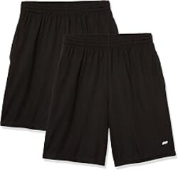 Amazon Essentials Men's Athletic Basketball Gym Shorts, Breathable Moisture Wicking, Loose-Fit Performance Tech, Pack of 2