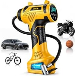 160 PSI Tire Inflator Portable Air Compressor Built-in Battery, Dual Power | 3*3200 mAh & 12V DC, Auto Shut-Off, Digital Pressure Gauge, Faster Inflation Air Pump for Car Tires Motorcycle Bike Ball Gift