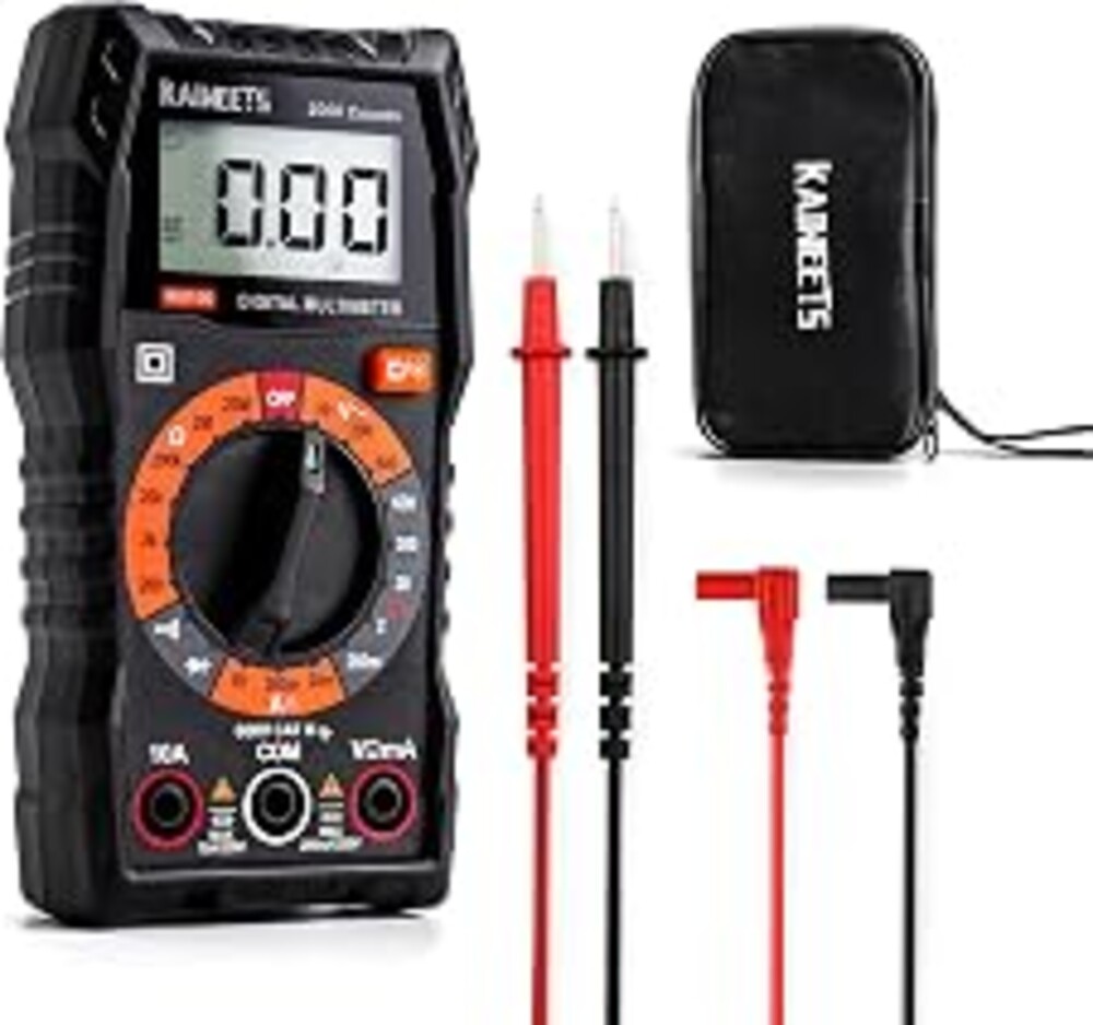 KAIWEETS Digital Multimeter Voltmeter with Case for Car Batterry Test DIY | AC/DC Voltage, with Double Fuses, Ohm Continuity Diode Tester,Accurate Readings , Backlit LCD, Compact, Gift for Home Repair