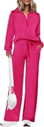 PRETTYGARDEN Women's 2 Piece Matching Lounge Set Sweatsuits | Zip Up Sweatshirt, Long Sleeve Pullover Tops, Elastic Waist Drawstring, Wide Leg Pants Pocket, Fall Tracksuit, Spring Outfits